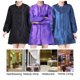 TopTie Satin Long Sleeve Smock Haircut Cape Jacket for Hair Grooming