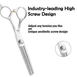Thinning Shears, Fcysy 6 Professional Sharp Hair Thinning Scissors, 440c Stainless Steel Barber Texturizing Shears, Salon Haircut Blending Shears for Cutting Hair for Man Woman Kids