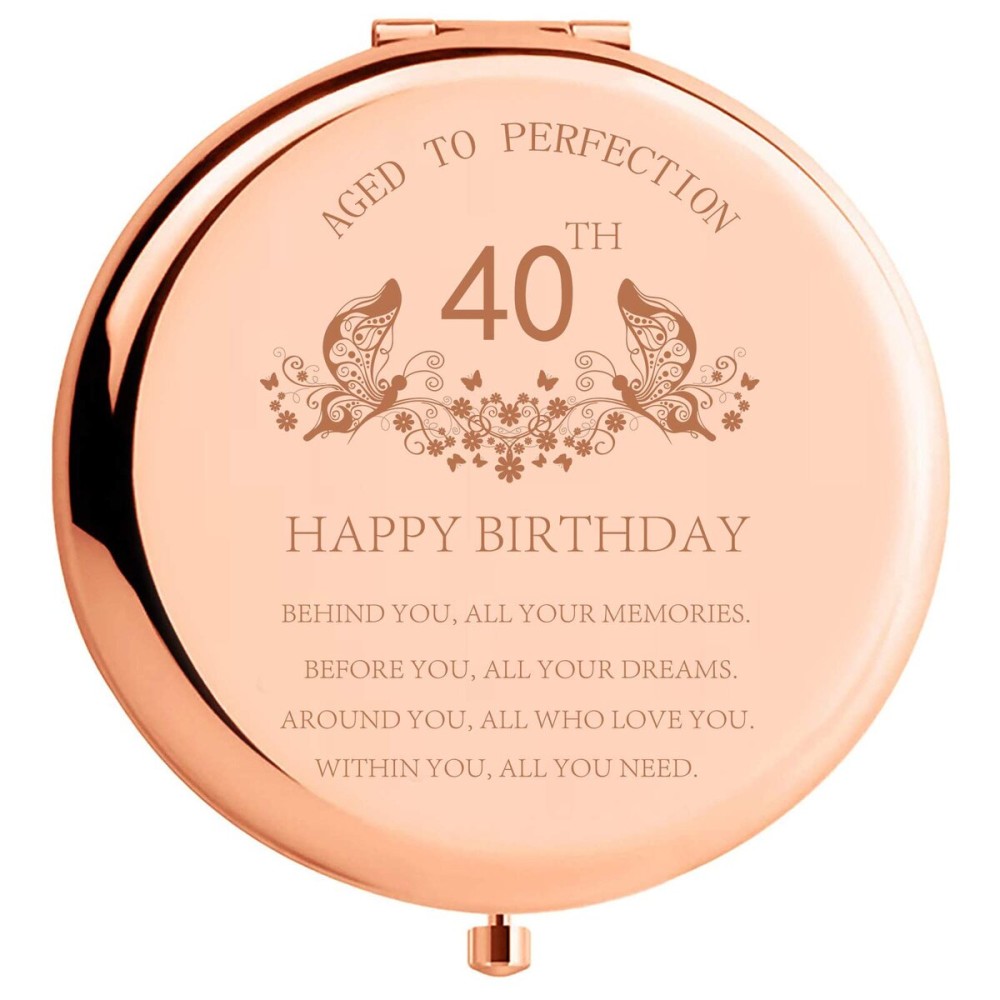 SFHMTL 40th Birthday Gift for Mom Stainless Steel Portable Compact Makeup Mirror Behind You All Your Memories Presents with Gift Box Engraved Cosmetic Mirror for Aunt Wife Coworker Rose Gold SFHMTL 40th Birthday Gift for Mom Stainless Steel Portable Compact Makeup Mirror Behind You All Your Memories Presents with Gift Box Engraved Cosmetic Mirror for Aunt Wife Coworker Rose Gold
