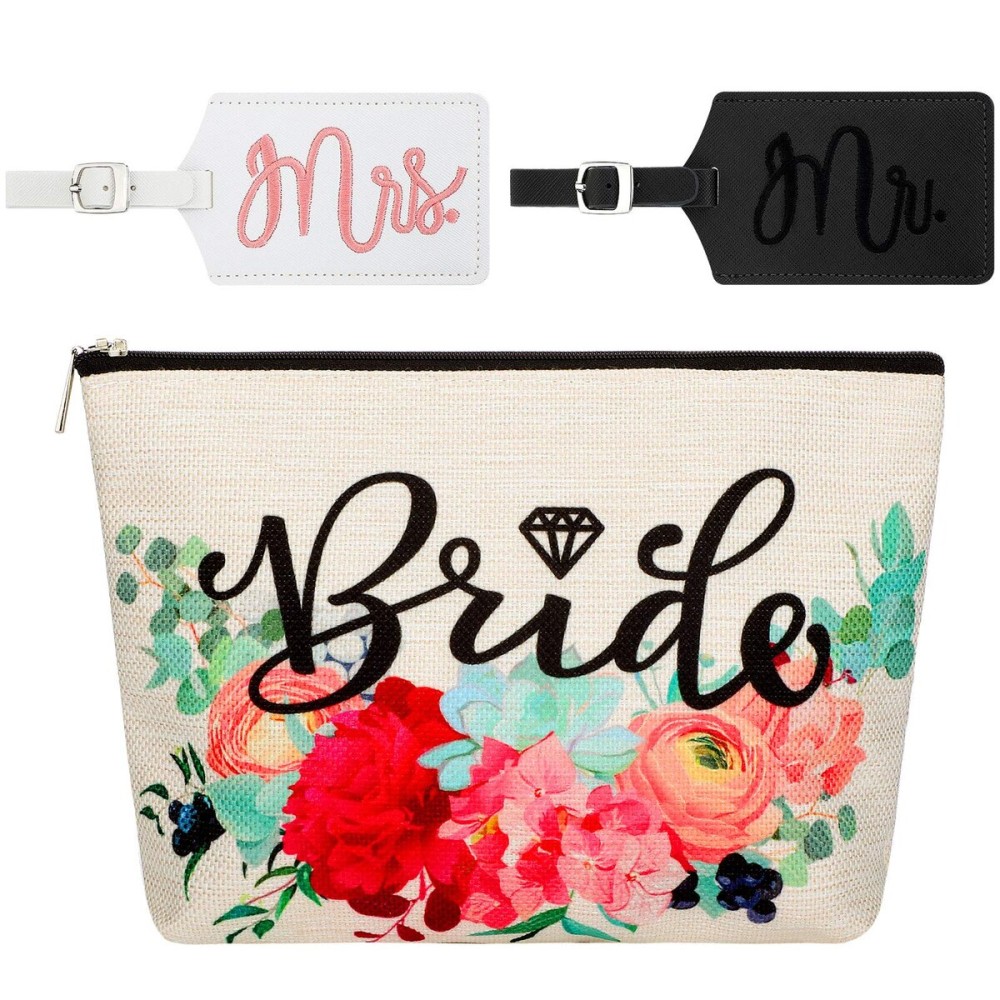 Bride Makeup Bag Present Bridal Cosmetic Bags Mr Bridal Luggage Tags and Mrs Bridal Luggage Tags for Bridal Party Present Bride Makeup Bag Present Bridal Cosmetic Bags Mr Bridal Luggage Tags and Mrs Bridal Luggage Tags for Bridal Party Present