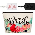 Bride Makeup Bag Present Bridal Cosmetic Bags Mr Bridal Luggage Tags and Mrs Bridal Luggage Tags for Bridal Party Present