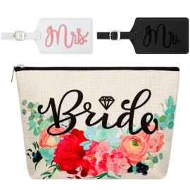 Bride Makeup Bag Present Bridal Cosmetic Bags Mr Bridal Luggage Tags and Mrs Bridal Luggage Tags for Bridal Party Present Bride Makeup Bag Present Bridal Cosmetic Bags Mr Bridal Luggage Tags and Mrs Bridal Luggage Tags for Bridal Party Present