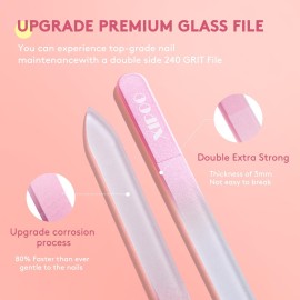 Glass Nail File 3 Pack, Nail File, Glass Nail File with Case for Natural Nails with Double Sided 240 Grit, Professional Czech Glass File Stocking Stuffers for Women and Girls, by XIPOO