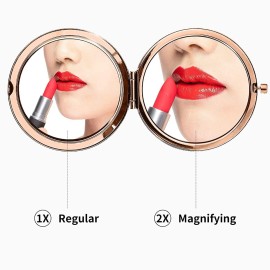 50th Birthday Gift for Mom Stainless Steel Portable Compact Makeup Mirror Behind You All Your Memories Best 50 Years Old Birthday Gift with Gift Box Engraved Cosmetic Mirror for Aunt Wife Rose Gold