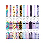 Geiserailie 40 Pcs Hand Sanitizer Keychain Holder Set Travel Bottle Holder Lipstick Case Wristlet Keychain(Floral)