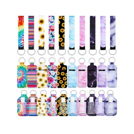 Geiserailie 40 Pcs Hand Sanitizer Keychain Holder Set Travel Bottle Holder Lipstick Case Wristlet Keychain(Floral)