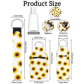 Geiserailie 40 Pcs Hand Sanitizer Keychain Holder Set Travel Bottle Holder Lipstick Case Wristlet Keychain(Floral)