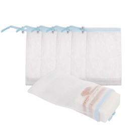 Cobahom Soap Bag 6 Pack 6 x 3.5 Inch Mesh Foaming Net Soap Sack Bags Soap Saver Pouch Net Bags with Drawstring for Bath & Shower Blue