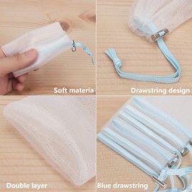 Cobahom Soap Bag 6 Pack 6 x 3.5 Inch Mesh Foaming Net Soap Sack Bags Soap Saver Pouch Net Bags with Drawstring for Bath & Shower Blue
