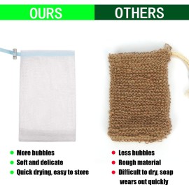 Cobahom Soap Bag 6 Pack 6 x 3.5 Inch Mesh Foaming Net Soap Sack Bags Soap Saver Pouch Net Bags with Drawstring for Bath & Shower Blue