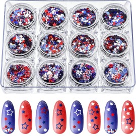 12 Boxes 4th of July Nail Glitter Independence Day Star Nail Sequins Holographic Red Blue Mixed Star Hollow Hexagon Circle Nail Decal 3D for Women Girl Nail Eye Face Body Decor (Bright Style) 12 Boxes 4th of July Nail Glitter Independence Day Star Nail Sequins Holographic Red Blue Mixed Star Hollow Hexagon Circle Nail Decal 3D for Women Girl Nail Eye Face Body Decor (Bright Style)