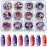 12 Boxes 4th of July Nail Glitter Independence Day Star Nail Sequins Holographic Red Blue Mixed Star Hollow Hexagon Circle Nail Decal 3D for Women Girl Nail Eye Face Body Decor (Bright Style)