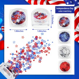12 Boxes Independence Day Star Glitters Holographic Nail Art Decals Red Blue Silver Mixed Star and Hollow Star Shaped Nail Sequins 4th of July Nail Decals for DIY Nail Art Eye Face Body Decor Crafts 12 Boxes Independence Day Star Glitters Holographic Nail Art Decals Red Blue Silver Mixed Star and Hollow Star Shaped Nail Sequins 4th of July Nail Decals for DIY Nail Art Eye Face Body Decor Crafts