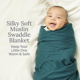 Natemia Muslin Baby Blanket - Organic Blankets for Girls and Boys, Newborn Essentials, Swaddle Blanket Unisex, Multi-Use as Towel, Stroller Cover, Swaddles for Newborn, 47 x 47