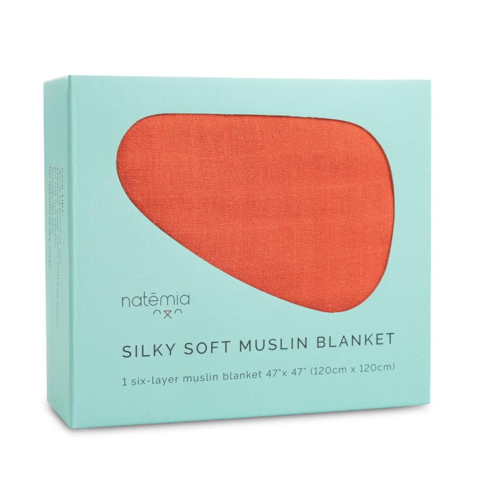 Natemia Muslin Baby Blanket - Organic Blankets for Girls and Boys, Swaddle Blanket Unisex, Multi-Use as Baby Towel, Stroller Cover, Swaddles for Newborn, 47 x 47