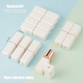 Allwon 10Pcs White Empty Lipstick Tubes DIY Lip Balm Container (Square Tube)