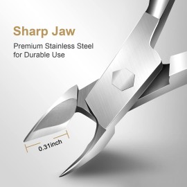 Cuticle Trimmer with Cuticle Pusher - Easkep Cuticle Remover Cuticle Nipper Professional Stainless Steel Cuticle Cutter Clipper Pedicure Manicure Tools for Fingernails and Toenails (D501-Silver)