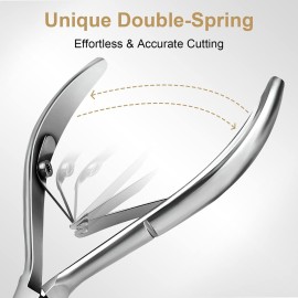 Cuticle Trimmer with Cuticle Pusher - Easkep Cuticle Remover Cuticle Nipper Professional Stainless Steel Cuticle Cutter Clipper Pedicure Manicure Tools for Fingernails and Toenails (D501-Silver)
