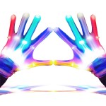 GLEDLOVES LED Finger Gloves - Light Up Gloves with 5 Color/6 Mode for Teen & Adult Gifts - Perfect for Halloween & Christmas Party (1 Pair/L)