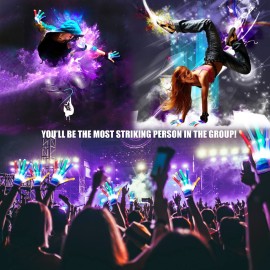 GLEDLOVES LED Finger Gloves - Light Up Gloves with 5 Color/6 Mode for Teen & Adult Gifts - Perfect for Halloween & Christmas Party (1 Pair/L)