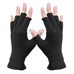 MIG4U Fingerless Moisturizing Gloves, Half Finger Touchscreen Beauty Glove for Eczema, SPA, Dry Hands, Skin Treatment, Summer Sun UV Protection (S/M, Black-1pair)