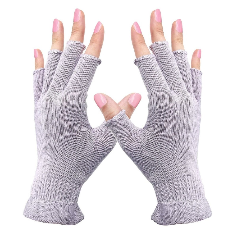 MIG4U Fingerless Moisturizing Gloves, Half Finger Touchscreen Beauty Glove for Eczema, SPA, Dry Hands, Skin Treatment, Summer Sun UV Protection, Pale Purple, 1 Pairs L/XL MIG4U Fingerless Moisturizing Gloves, Half Finger Touchscreen Beauty Glove for Eczema, SPA, Dry Hands, Skin Treatment, Summer Sun UV Protection, Pale Purple, 1 Pairs L/XL