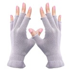MIG4U Fingerless Moisturizing Gloves, Half Finger Touchscreen Beauty Glove for Eczema, SPA, Dry Hands, Skin Treatment, Summer Sun UV Protection, Pale Purple, 1 Pairs L/XL