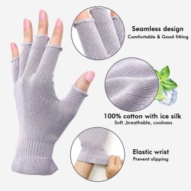 MIG4U Fingerless Moisturizing Gloves, Half Finger Touchscreen Beauty Glove for Eczema, SPA, Dry Hands, Skin Treatment, Summer Sun UV Protection, Pale Purple, 1 Pairs L/XL MIG4U Fingerless Moisturizing Gloves, Half Finger Touchscreen Beauty Glove for Eczema, SPA, Dry Hands, Skin Treatment, Summer Sun UV Protection, Pale Purple, 1 Pairs L/XL