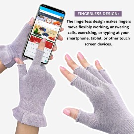 MIG4U Fingerless Moisturizing Gloves, Half Finger Touchscreen Beauty Glove for Eczema, SPA, Dry Hands, Skin Treatment, Summer Sun UV Protection, Pale Purple, 1 Pairs L/XL MIG4U Fingerless Moisturizing Gloves, Half Finger Touchscreen Beauty Glove for Eczema, SPA, Dry Hands, Skin Treatment, Summer Sun UV Protection, Pale Purple, 1 Pairs L/XL