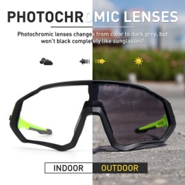 KAPVOE Photochromic Cycling Glasses Men Women Mountain Bike Sunglasses Clear MTB Bicycle Riding - K9408