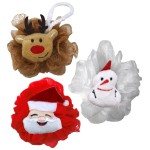 Iconikal Christmas Character Exfoliating Loofahs, 3-Pack, Santa, Reindeer, Snowman