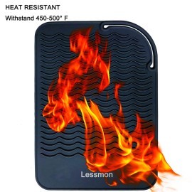 Large Heat Resistant Mat for Curling Irons, Hair Straightener, Flat Irons and Hair Styling Tools 11 x 7.5, Black