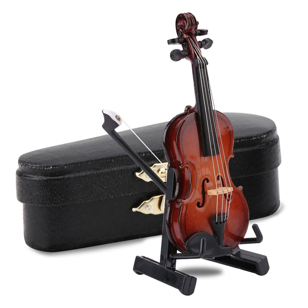 Mini Musical Instrument Model, Mini Wooden Violin Model Dollhouse Accessories for Desk Bedside Table Home Decor