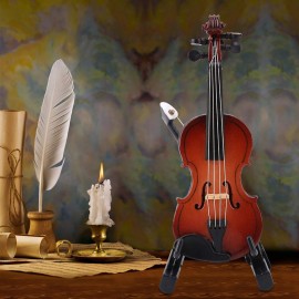 Mini Musical Instrument Model, Mini Wooden Violin Model Dollhouse Accessories for Desk Bedside Table Home Decor