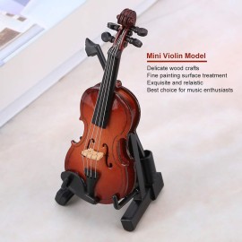 Mini Musical Instrument Model, Mini Wooden Violin Model Dollhouse Accessories for Desk Bedside Table Home Decor