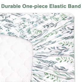 DILIMI Crib Sheet Fitted Crib Sheets for Baby Boys Girls, Ultra-Soft Baby Sheet Fits Standard Crib and Toddler Mattress, Green Leaf