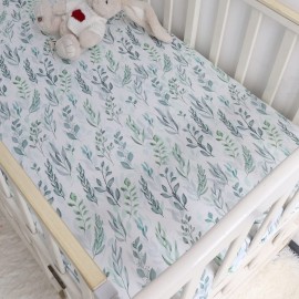 DILIMI Crib Sheet Fitted Crib Sheets for Baby Boys Girls, Ultra-Soft Baby Sheet Fits Standard Crib and Toddler Mattress, Green Leaf
