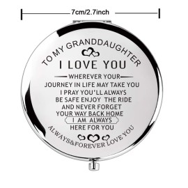 Granddaughter Gifts from Grandma and Grandpa Grammy to My Granddaughter Makeup Compact Travel Mirror for Birthday Graduation Christmas (Silver to My Granddaughter)