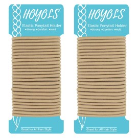 HOYOLS Light Blonde Ponytail Holders, No Metal Elastic Hair Ties, Braided Bands Scrunchies for Girl Women Medium Hair 50 Count 4mm