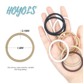 HOYOLS Light Blonde Ponytail Holders, No Metal Elastic Hair Ties, Braided Bands Scrunchies for Girl Women Medium Hair 50 Count 4mm