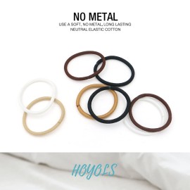 HOYOLS Light Blonde Ponytail Holders, No Metal Elastic Hair Ties, Braided Bands Scrunchies for Girl Women Medium Hair 50 Count 4mm