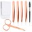 Honoson 6 Pcs Eyebrow Tweezers Set for Women Precision Tweezer for Eyebrows with Curved Scissors Eyelash Brush Girls Facial Hair Plucking Daily Beauty Tools with Leather Storage Case(Cute Color)