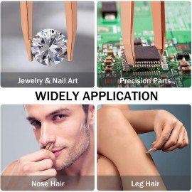 Honoson 6 Pcs Eyebrow Tweezers Set for Women Precision Tweezer for Eyebrows with Curved Scissors Eyelash Brush Girls Facial Hair Plucking Daily Beauty Tools with Leather Storage Case(Cute Color)