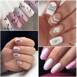 EBANKU 12 Sheets Black White Nail Art Sticker, Leaves Retro Flower Vine Pattern Decals French Classic Simple Self Adhesive Decals, for Girl Women Nails Art DIY Decoration EBANKU 12 Sheets Black White Nail Art Sticker, Leaves Retro Flower Vine Pattern Decals French Classic Simple Self Adhesive Decals, for Girl Women Nails Art DIY Decoration