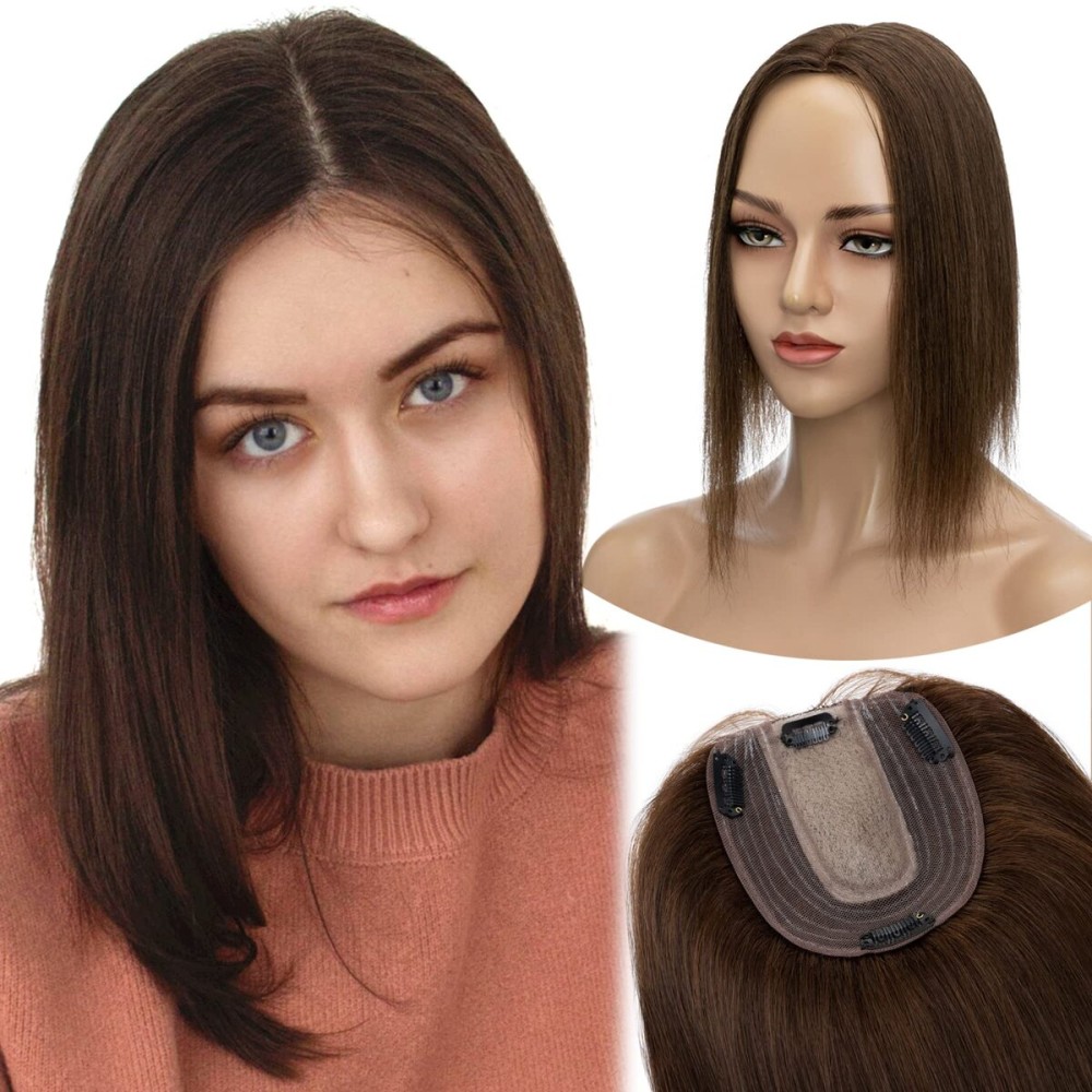 MY-LADY Human Hair Toppers for Women Real Remy Hair 130% Density 10 * 12CM Silk Base No Bangs Clip in Hair Pieces Straight Hairpiece for Thinning Hair 6 Inch 04 Medium Brown MY-LADY Human Hair Toppers for Women Real Remy Hair 130% Density 10 * 12CM Silk Base No Bangs Clip in Hair Pieces Straight Hairpiece for Thinning Hair 6 Inch 04 Medium Brown