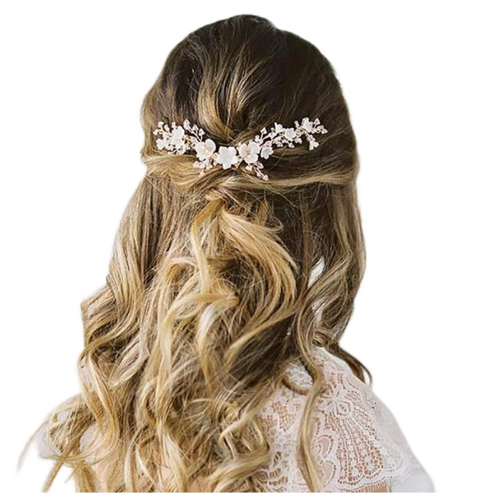 Unsutuo Flower Bride Wedding Hair Vine Silver Bridal Hair Accessories Crystal Hair Piece for Women and Bridesmaid