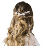 Unsutuo Flower Bride Wedding Hair Vine Silver Bridal Hair Accessories Crystal Hair Piece for Women and Bridesmaid