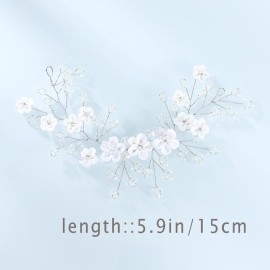 Unsutuo Flower Bride Wedding Hair Vine Silver Bridal Hair Accessories Crystal Hair Piece for Women and Bridesmaid