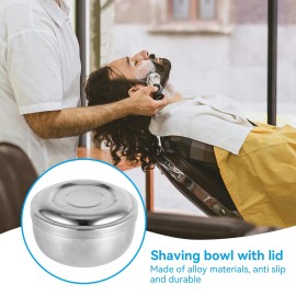 Agatige Shaving Bowl with Lid, Stainless Steel Shaving Soap Cream Bowl Shave Mug Container Face Cleaning Care Shave Tool for Men Wet Shave