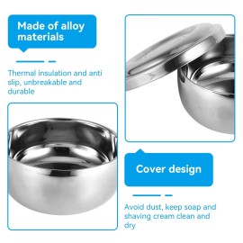 Agatige Shaving Bowl with Lid, Stainless Steel Shaving Soap Cream Bowl Shave Mug Container Face Cleaning Care Shave Tool for Men Wet Shave
